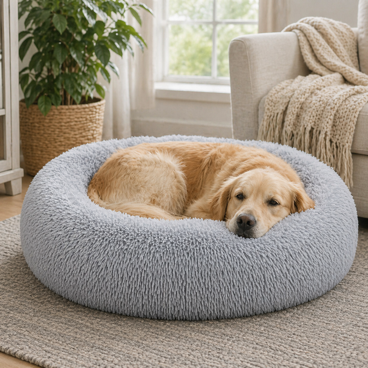 PaWz Plush Comfort Donut Bed - Grey, XXXL