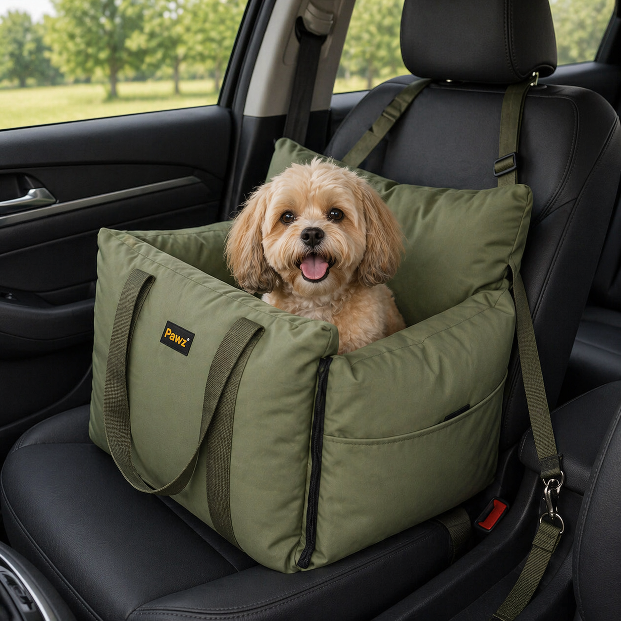 PaWz Dog Comfort Car Seat - Green