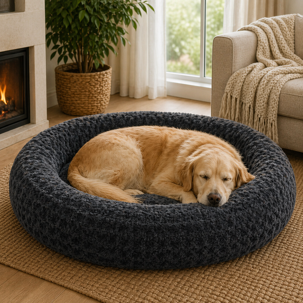 PaWz Fluffy Donut Bed - Dark, XL