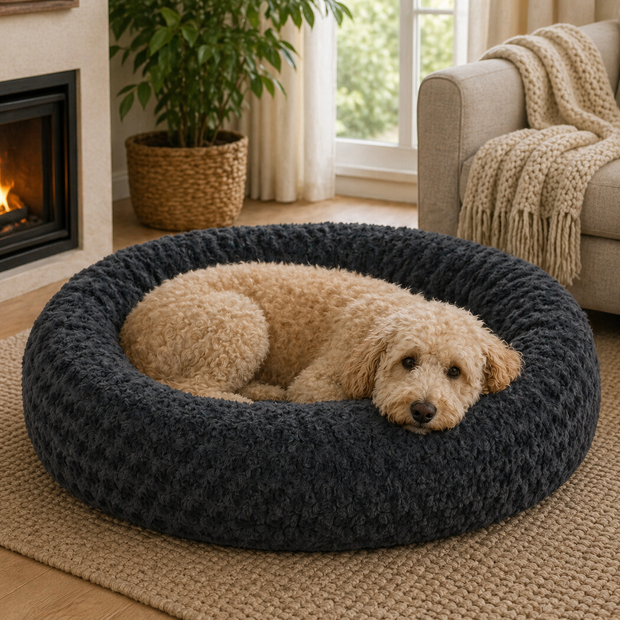 PaWz Fluffy Donut Bed - Dark, L