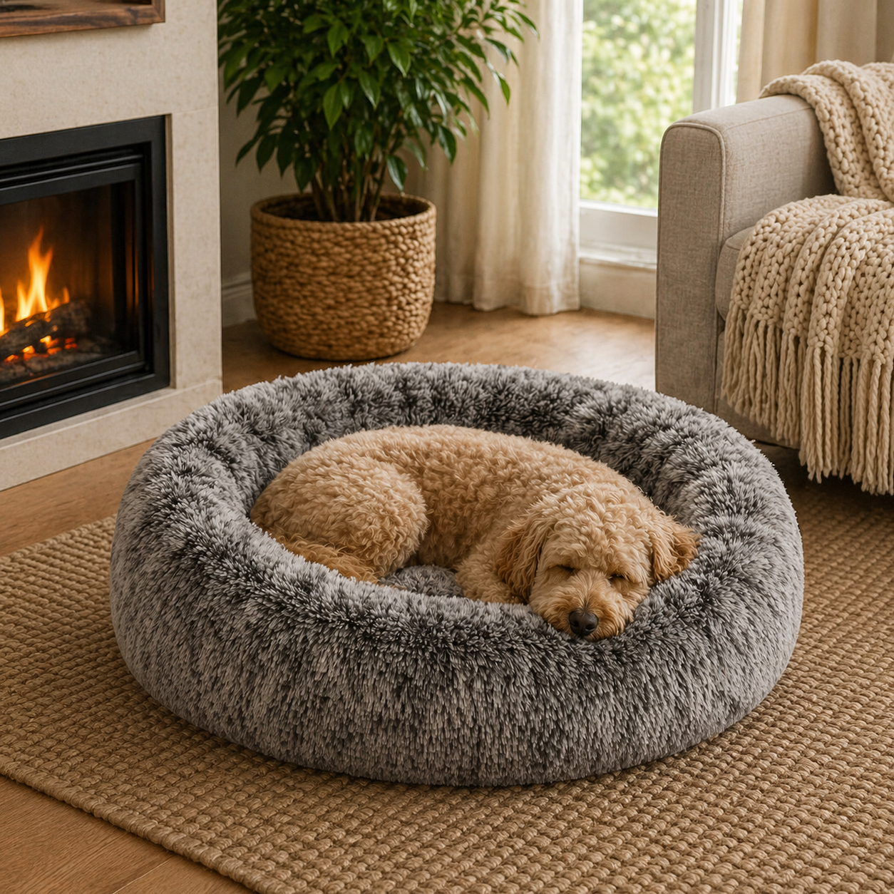 PaWz Soft Plush Bed - Grey, L