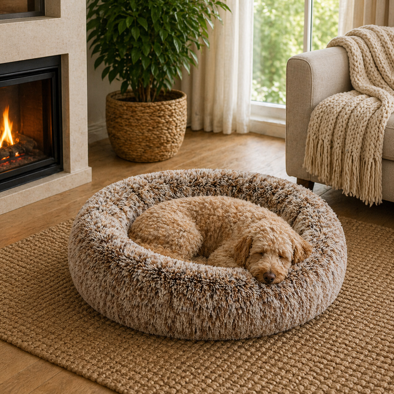 PaWz Soft Plush Bed - Brown, M