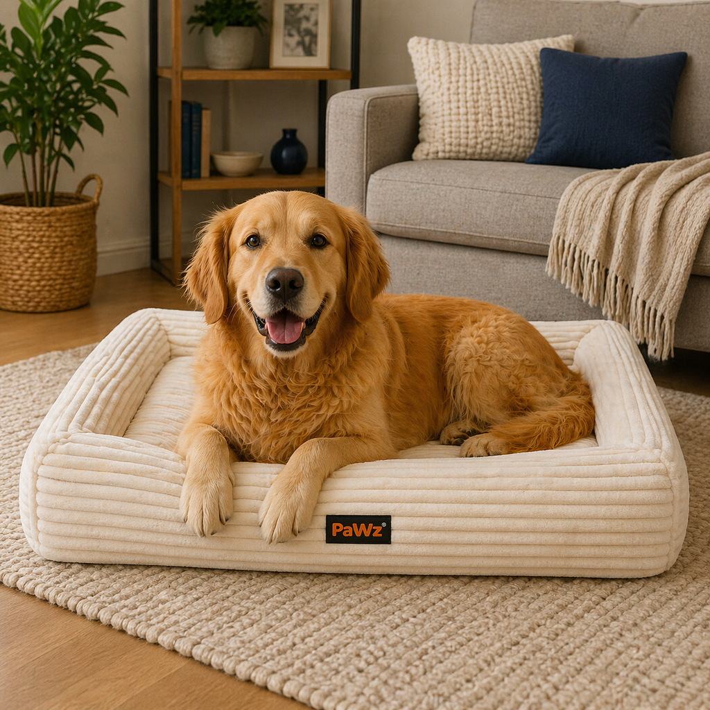 Pawz Orthopedic Corduroy Bed - Beige, L