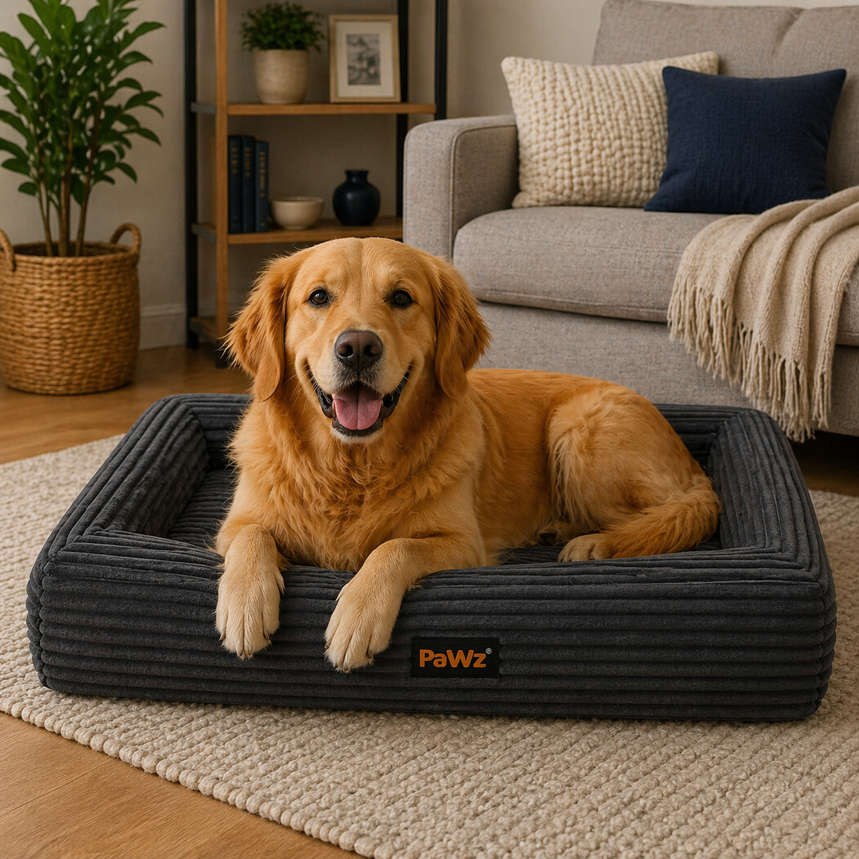Pawz Orthopedic Corduroy Bed - Grey, M