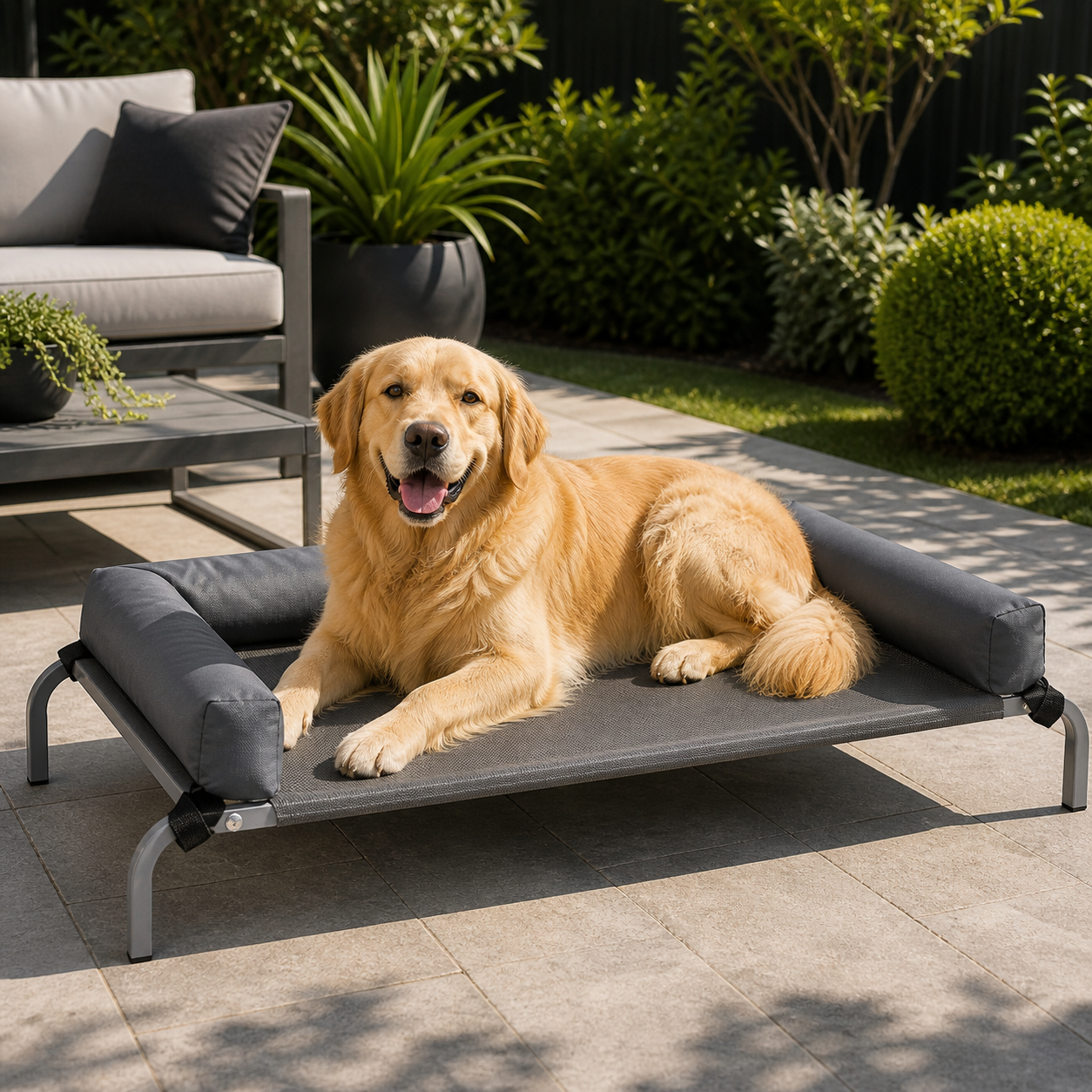PaWz Elevated Bolster Bed - Grey, M