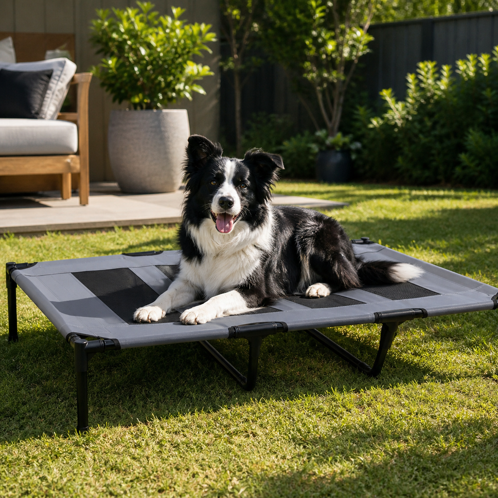 Pawz Elevated Mesh Dog Bed – Black