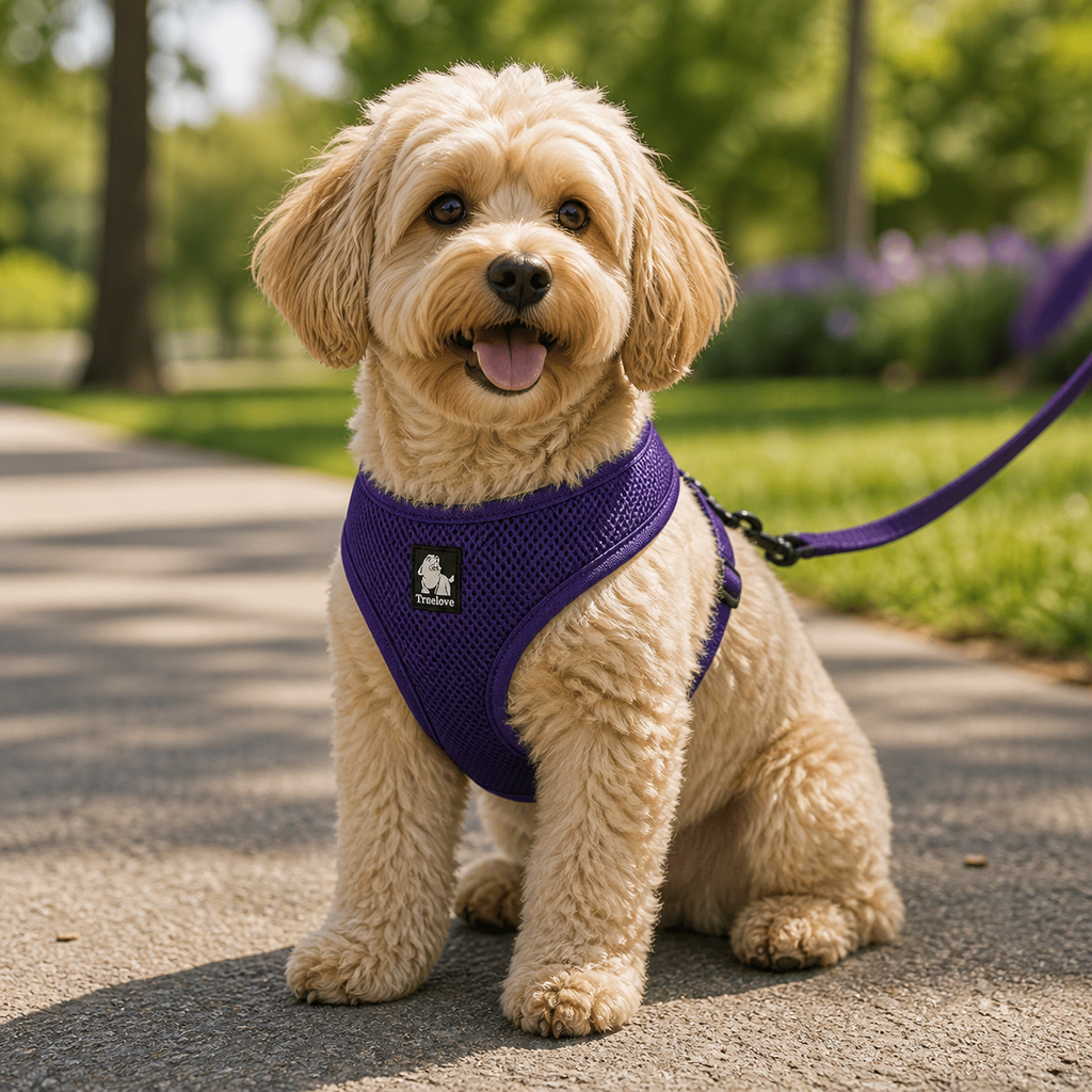 Dog Harness with Steel D Ring - Purple, XS