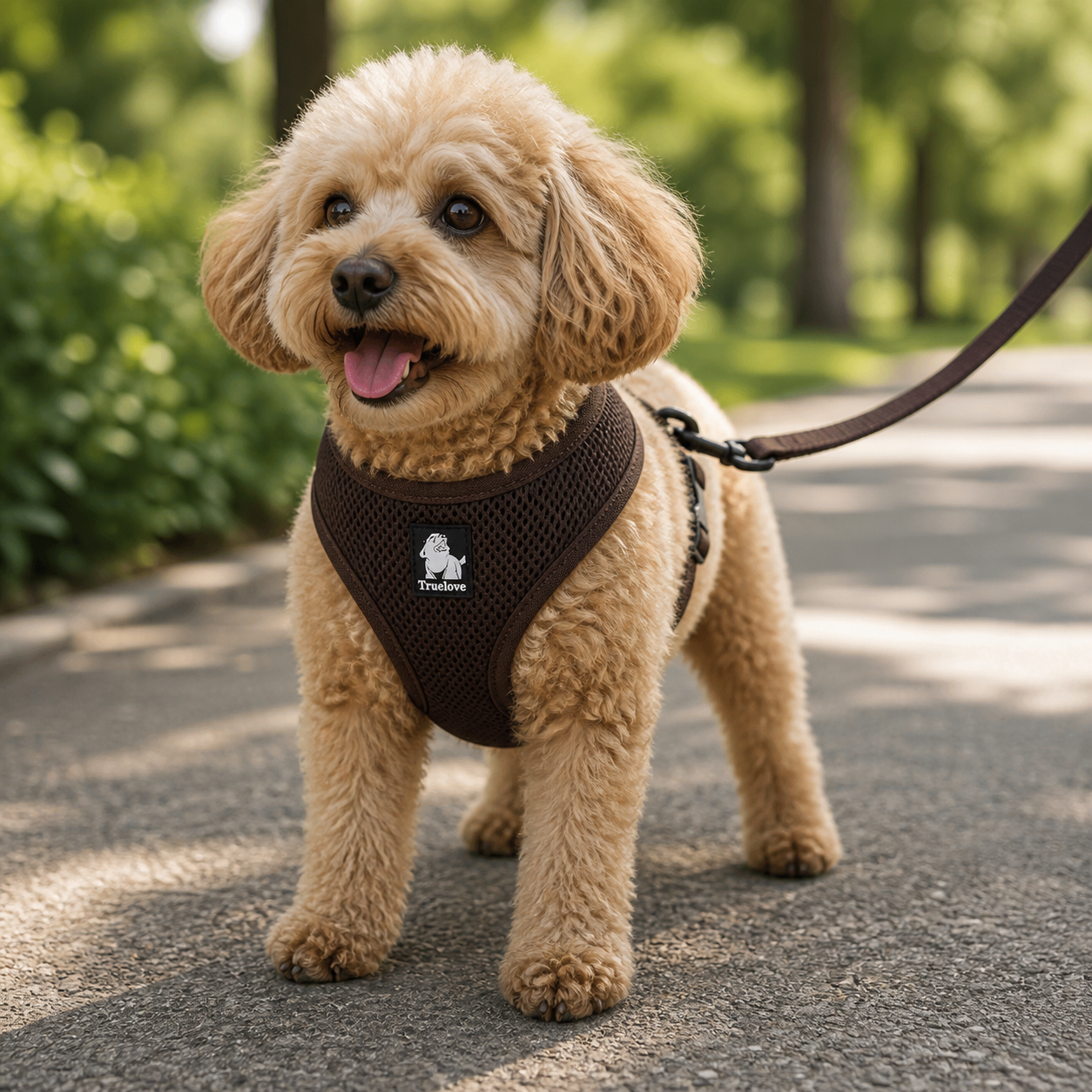 Dog Harness with Steel D Ring - Brown, L