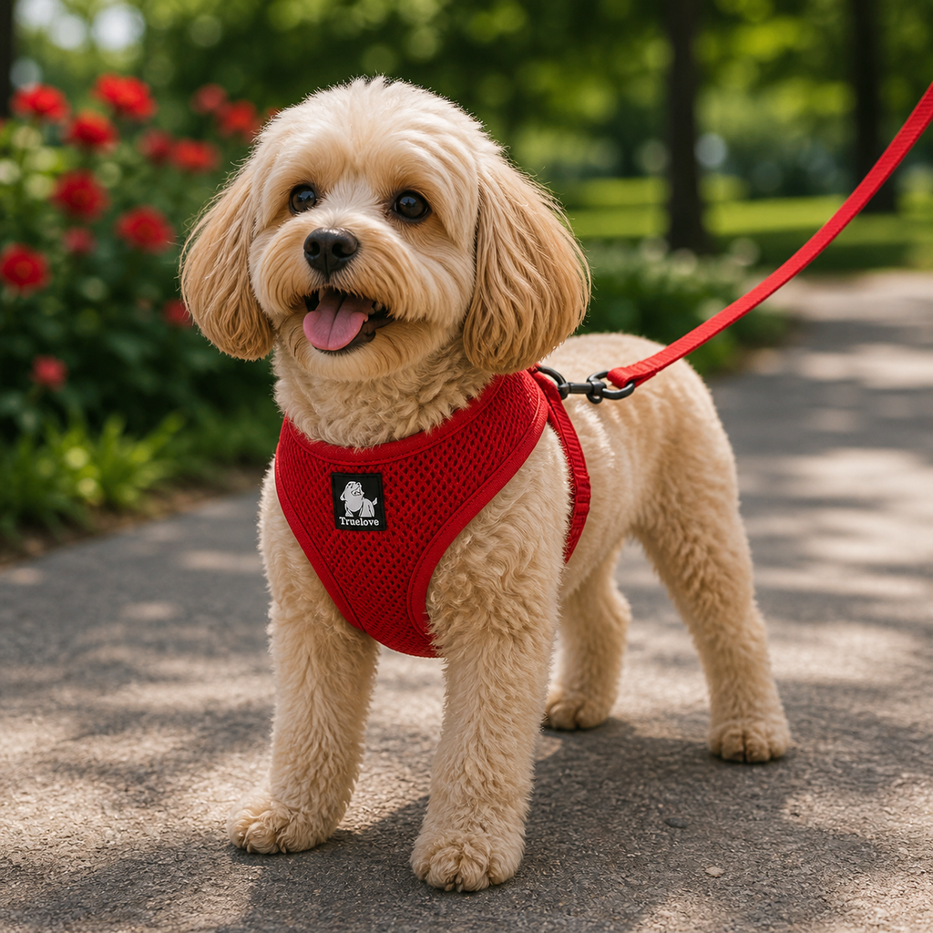 Dog Harness with Steel D Ring - Red, XL