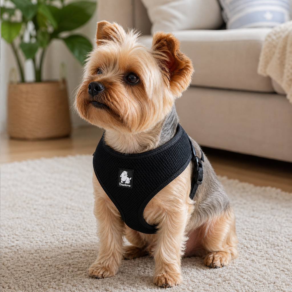 Dog Harness with Steel D Ring - Black, L
