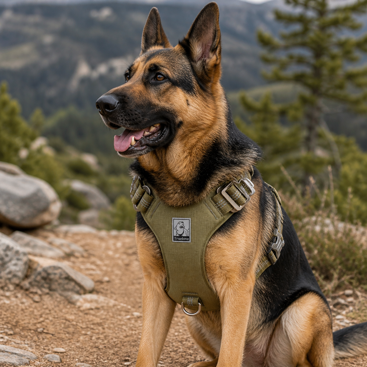 True Love Lightweight Reflective Harness - Army Green, XL