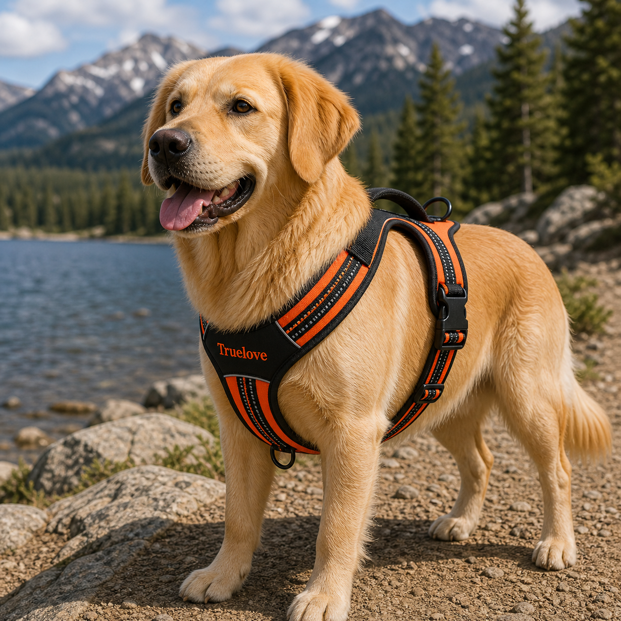 True Love Heavy Duty Sports Dog Harness - Orange, XL