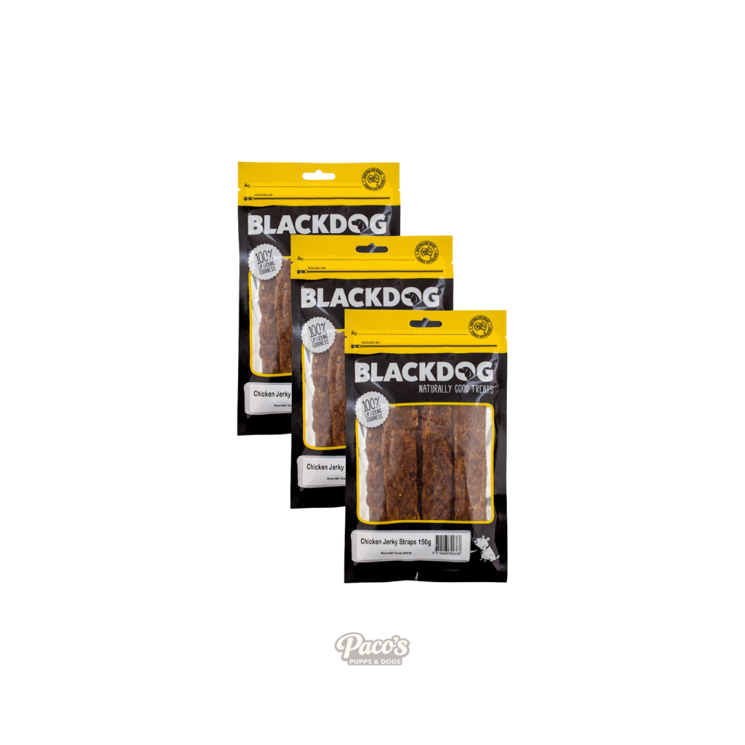 Blackdog Chicken Jerky Straps - 150g x 3pk