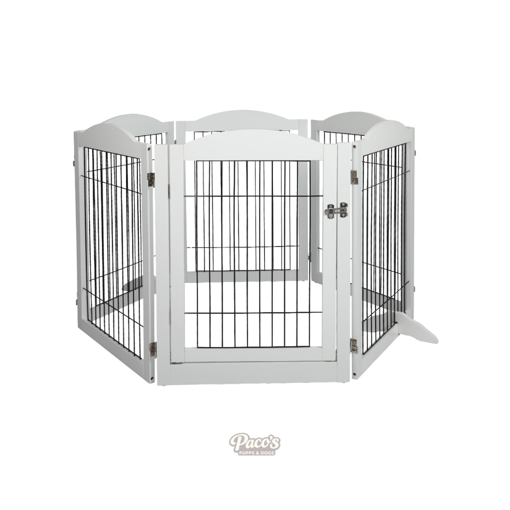 PaWz Pet Playpen – White, 6 Panel