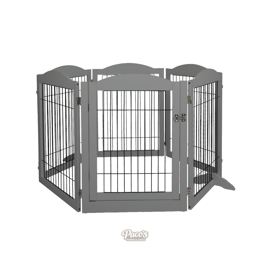 PaWz Pet Playpen – Grey, 6 Panel
