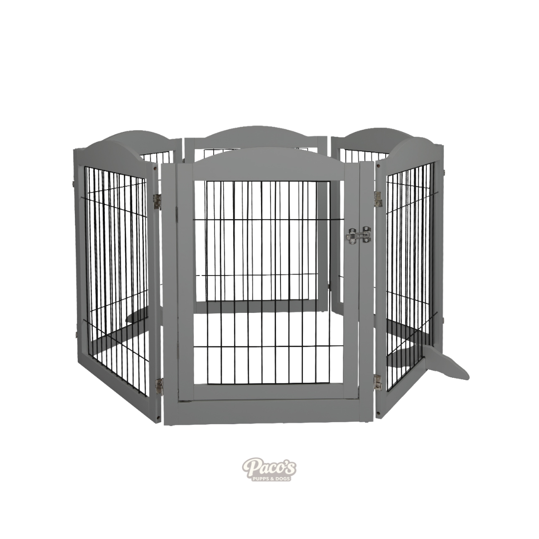 PaWz Pet Playpen – Grey, 6 Panel
