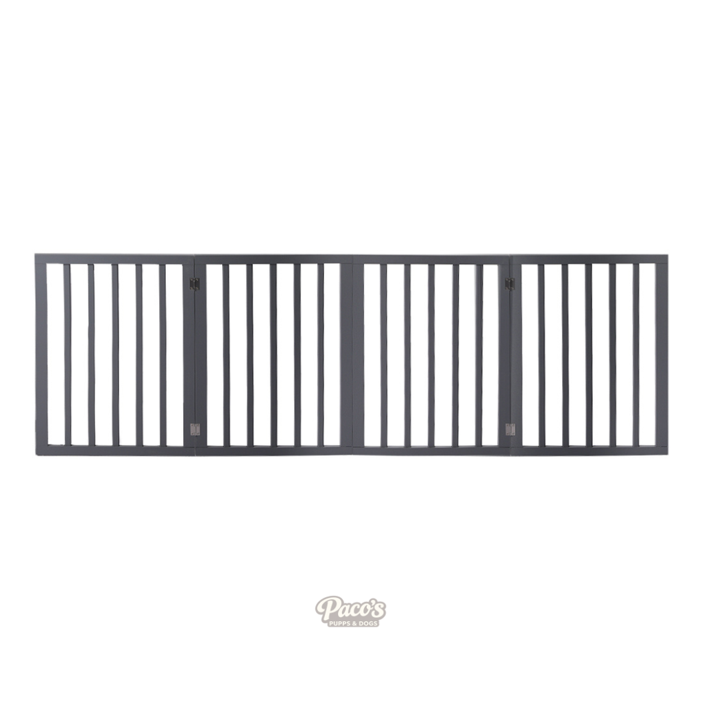 PaWz Retractable Wooden Gate – Grey, 3 Panel