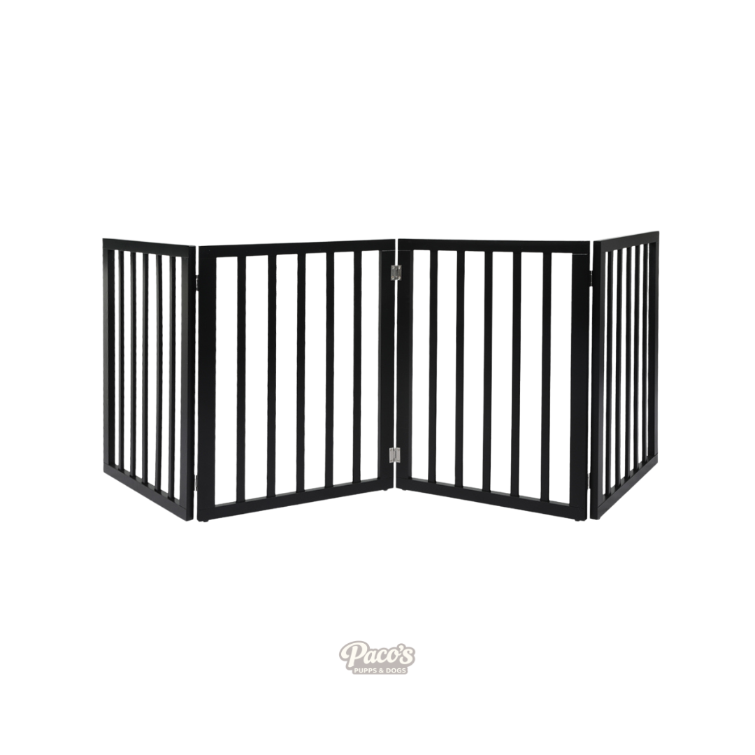PaWz Wooden Safety Gate – Black, 4 Panel