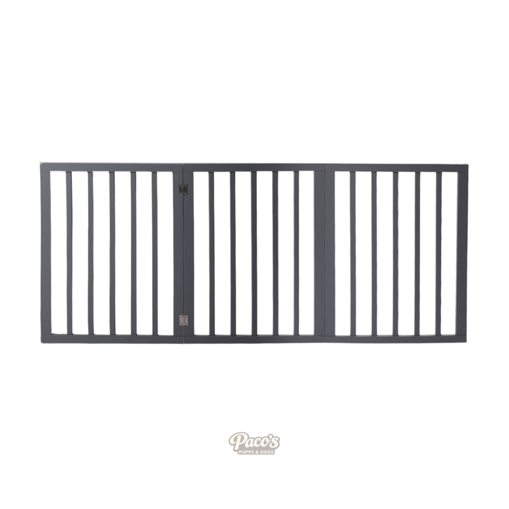 PaWz Retractable Wooden Fence – Grey, 3 Panel