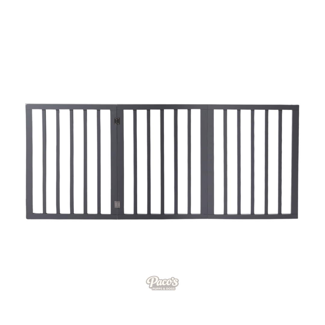 PaWz Retractable Wooden Fence – Grey, 3 Panel