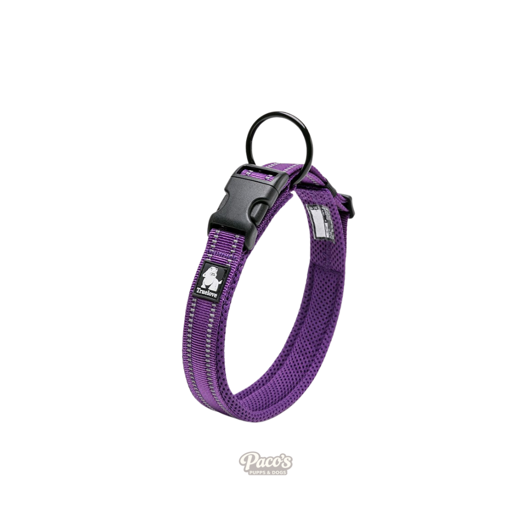 True Love Heavy Duty Reflective Dog Collar - Purple, 2XS