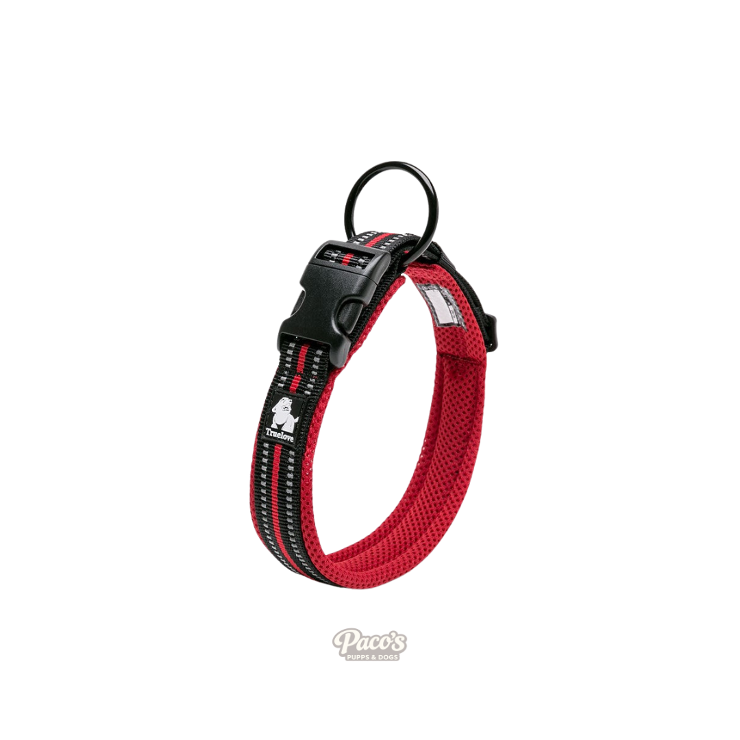 True Love Heavy Duty Reflective Dog Collar - Red, XL