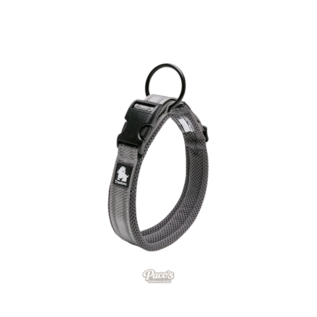 True Love Heavy Duty Reflective Dog Collar - Grey, XS