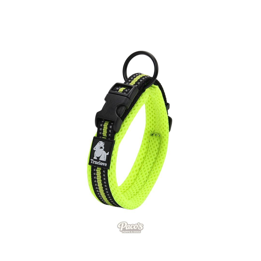 True Love Heavy Duty Reflective Dog Collar - Yellow, XS