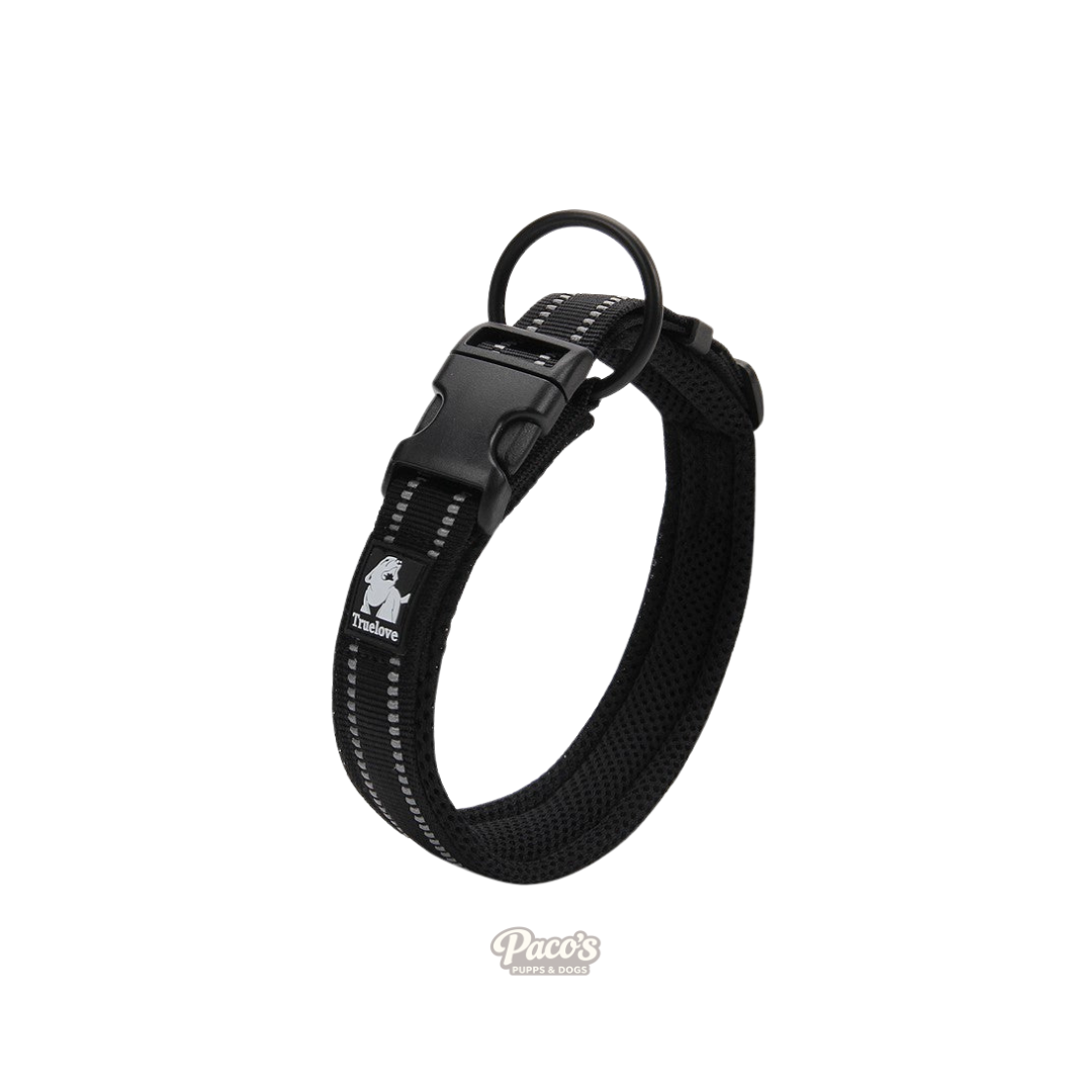 True Love Heavy Duty Reflective Dog Collar - Black, 2XL