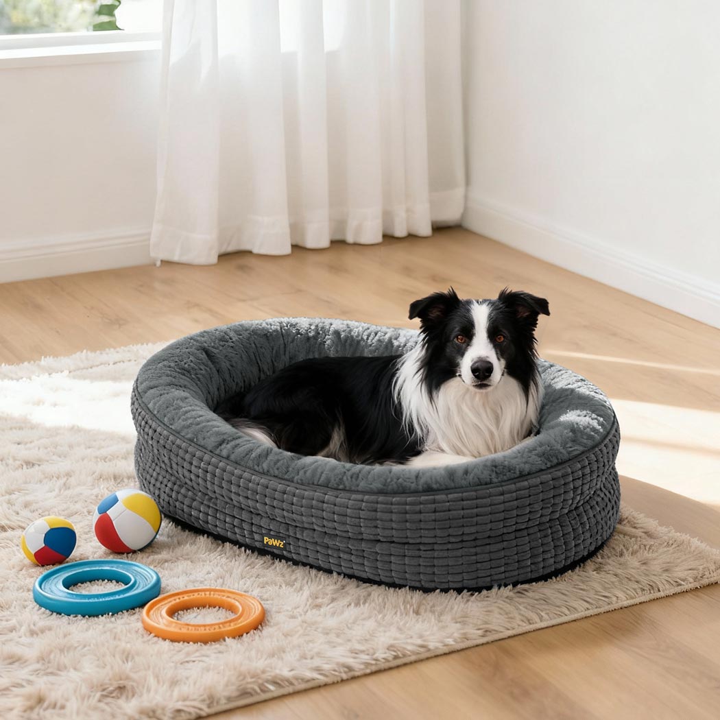 Pawz Orthopedic Plush Dog Bed Soft Washable Pet Bed Grey Cosy Cushion XL Size-2011971116867915782