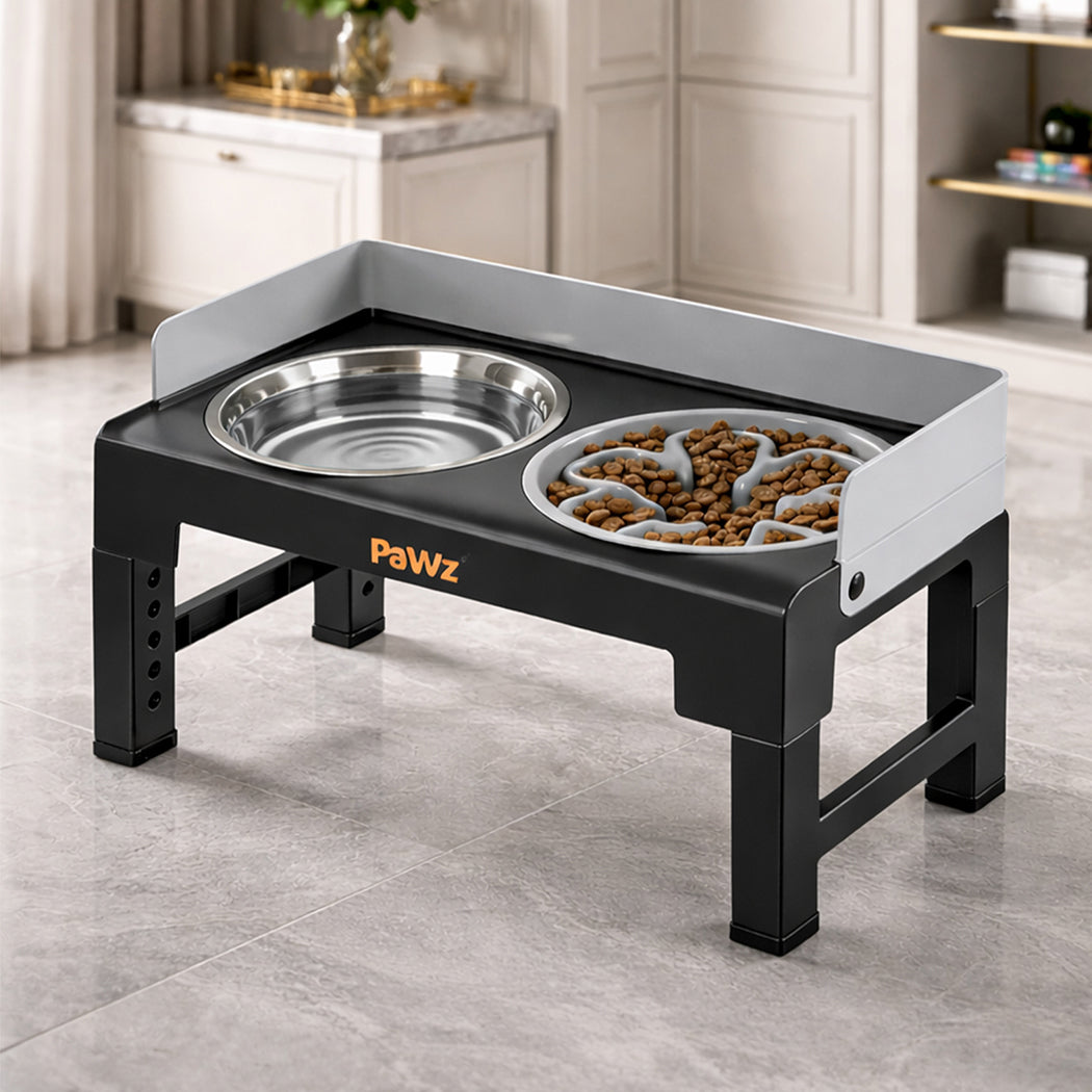 Pawz Elevated Dog Bowls Pet Feeder 6 Height Adjustable Raised Food Water Large-2029334098807492615