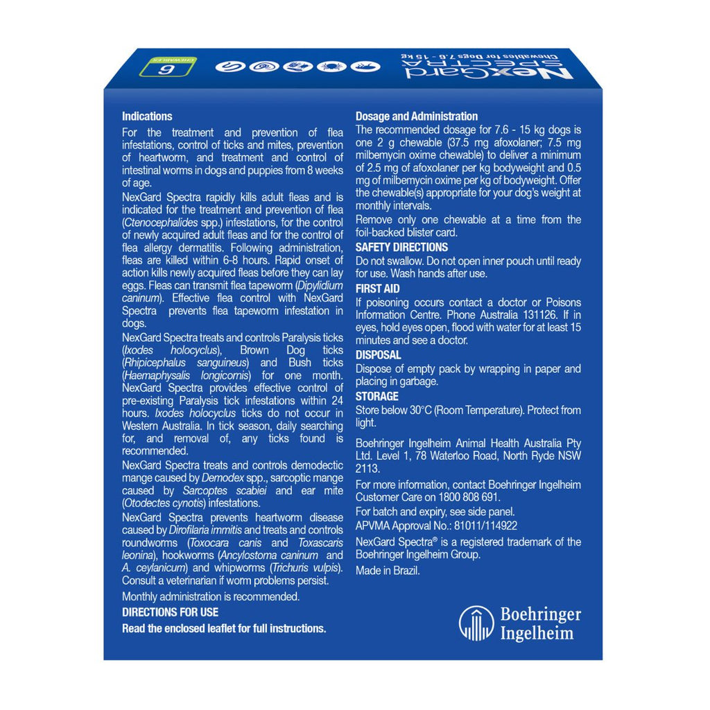 NexGard Spectra Dogs 7.6-15kg 6pk-2006732765353086977