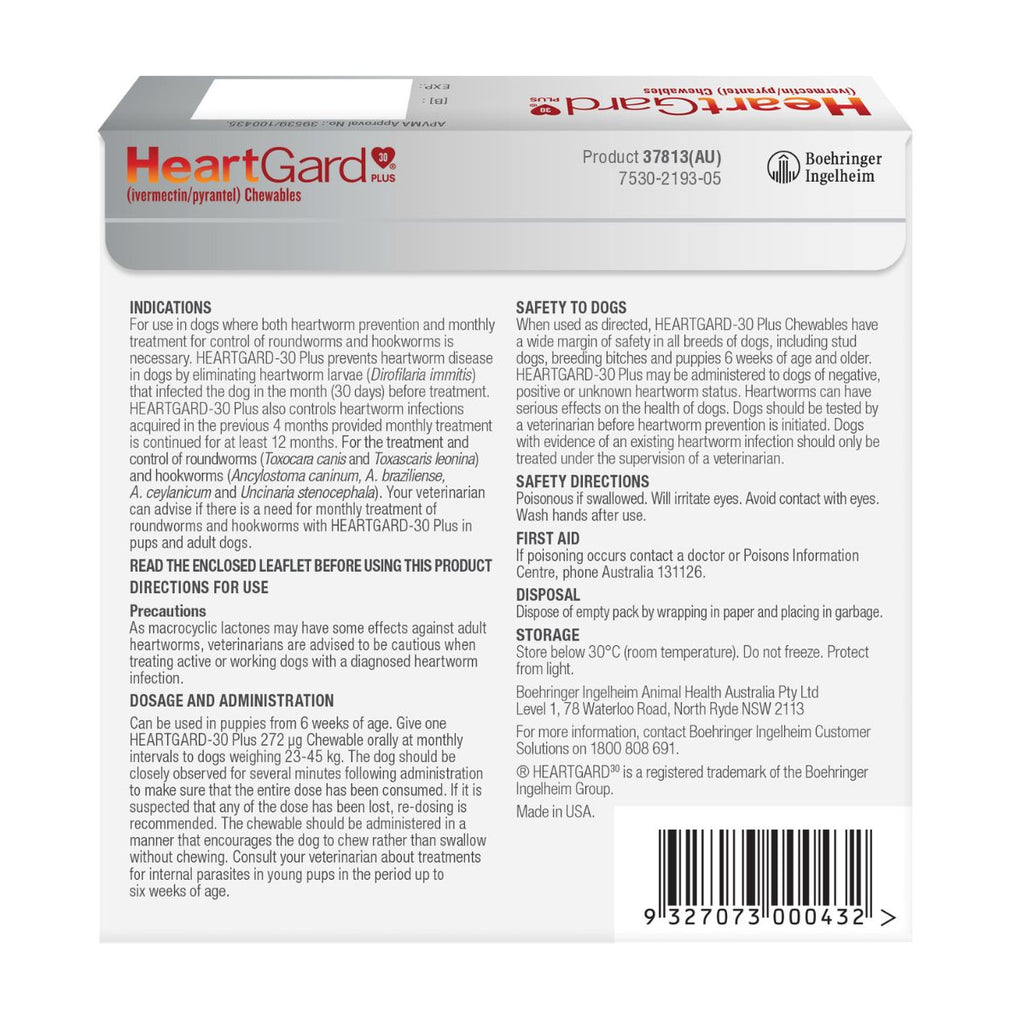Heartgard 30 Plus Dog 23-45kg Brown 6pk-2006732762236719105