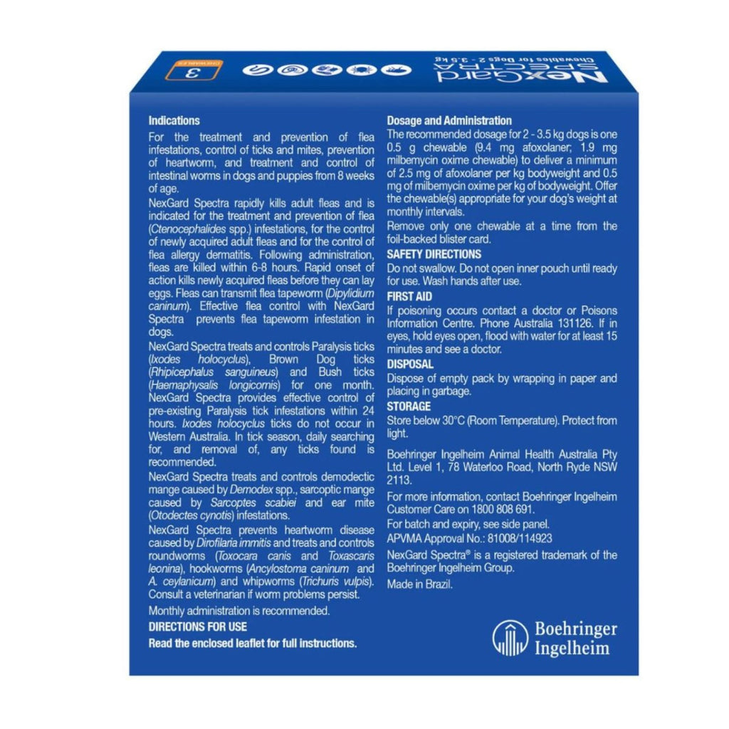 NexGard Spectra Dogs 1.35-3.5kg 3pk-2018816694822244354