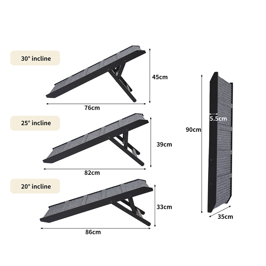 PaWz Adjustable Dog Ramp Height Stair Black-2029387229318746114