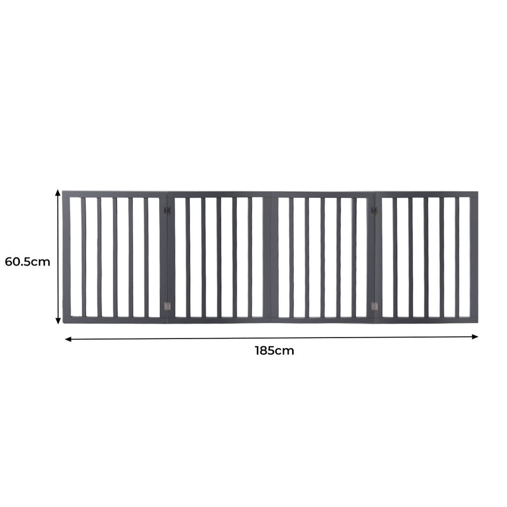Wooden Pet Gate Dog Fence Retractable Grey 600x 3MM-2029387225392877570