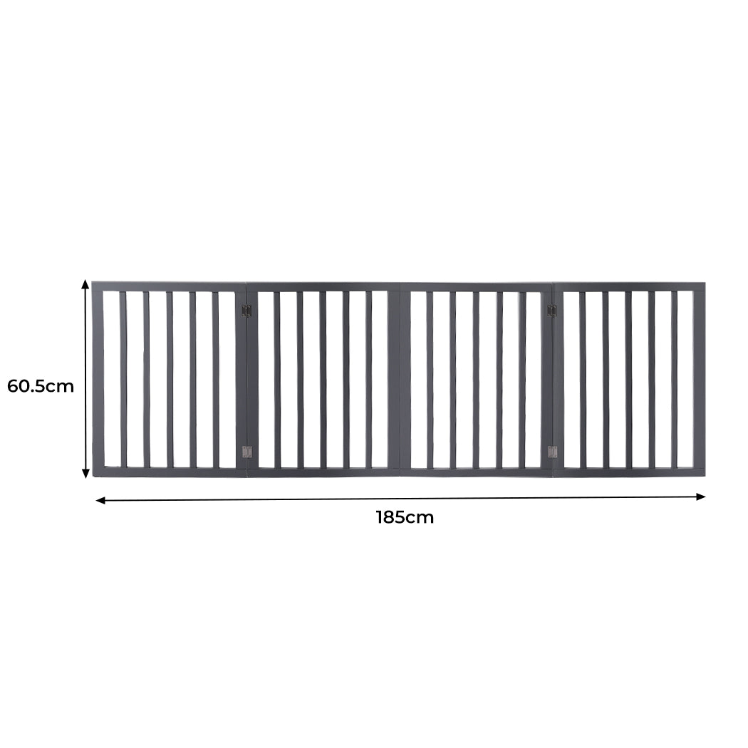 Wooden Pet Gate Dog Fence Retractable Grey 600x 3MM-2029387225392877570