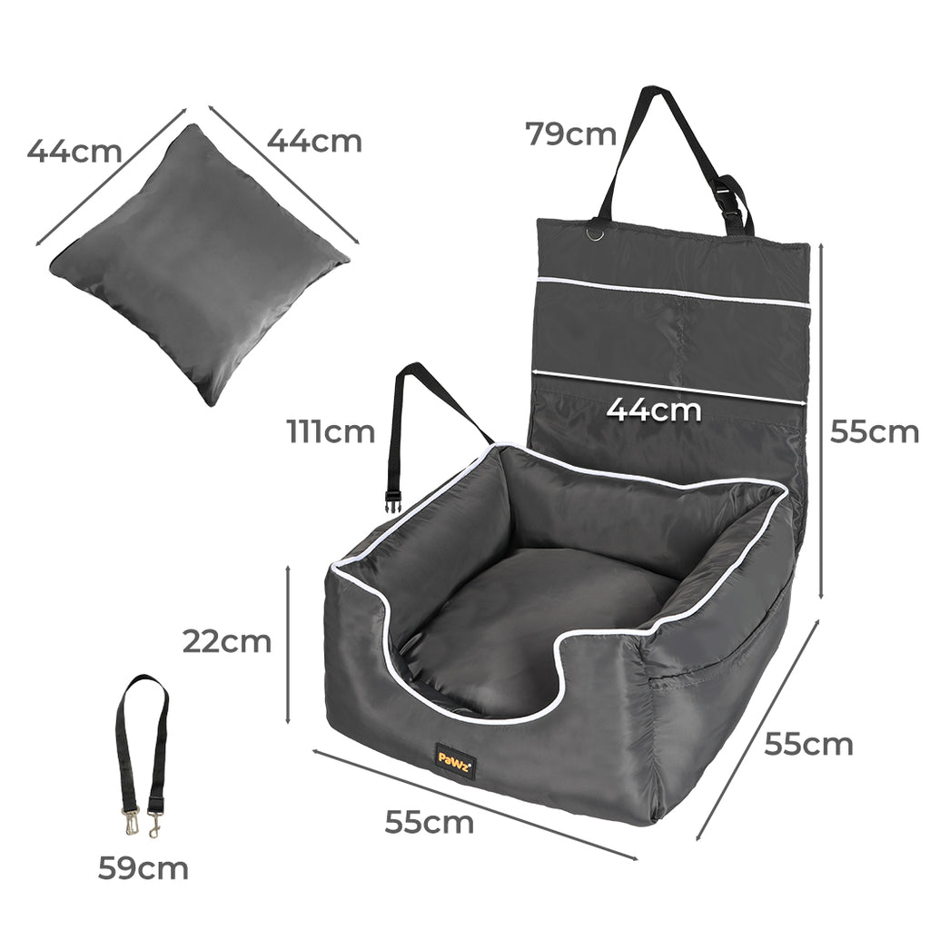 PaWz Dog Car Booster Seat Belt Pet Backrest Grey-2018816730658377730