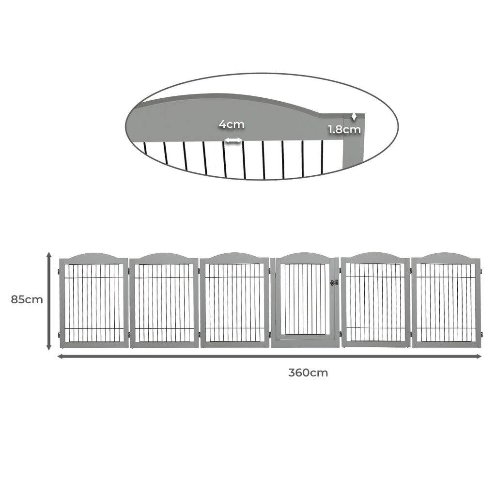 PaWz 6 Panels Pet Dog Playpen Puppy Grey-2006732991824531458