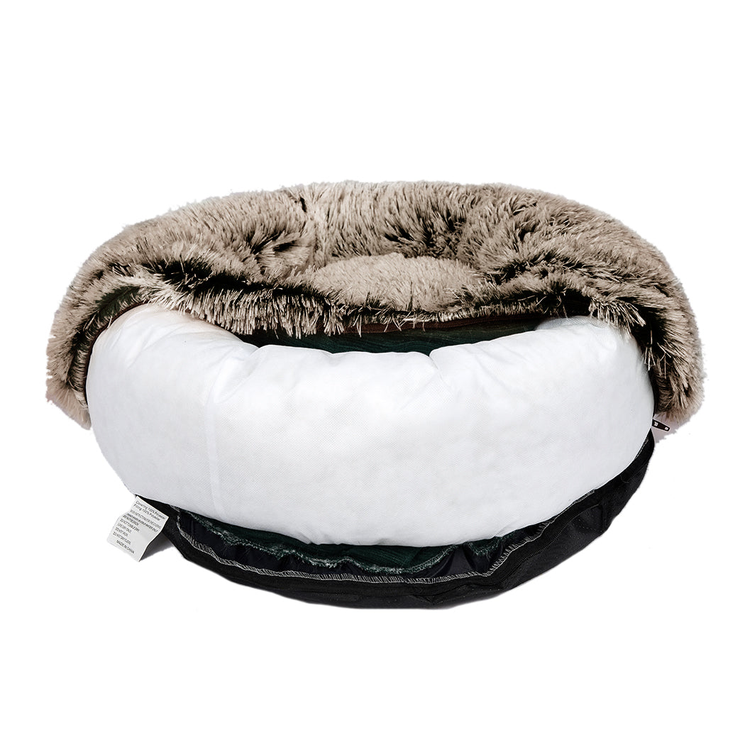 PaWz Pet Bed Cat Dog Donut Nest Calming M Brown Medium-2018816726594097157